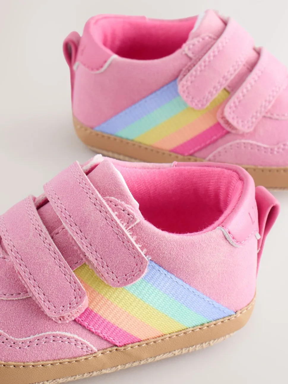 Little Bird by Jools Oliver Pink Baby Rainbow Tape Gum Sole Trainers Padders