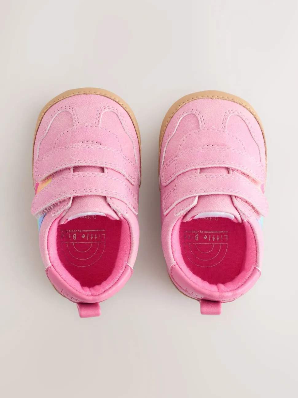 Little Bird by Jools Oliver Pink Baby Rainbow Tape Gum Sole Trainers Padders