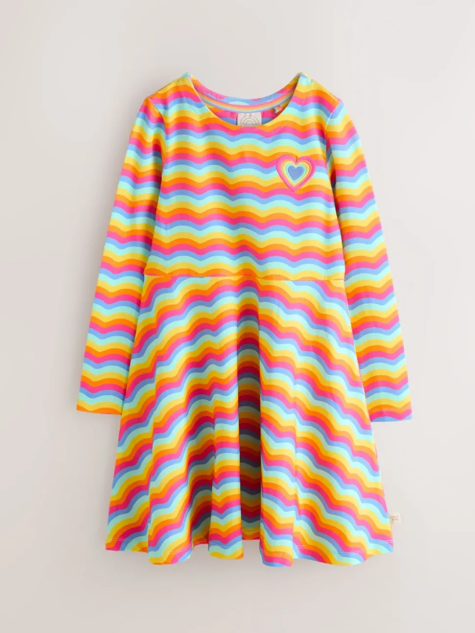 Little Bird by Jools Oliver Rainbow Wave Long Sleeve Skater Dress