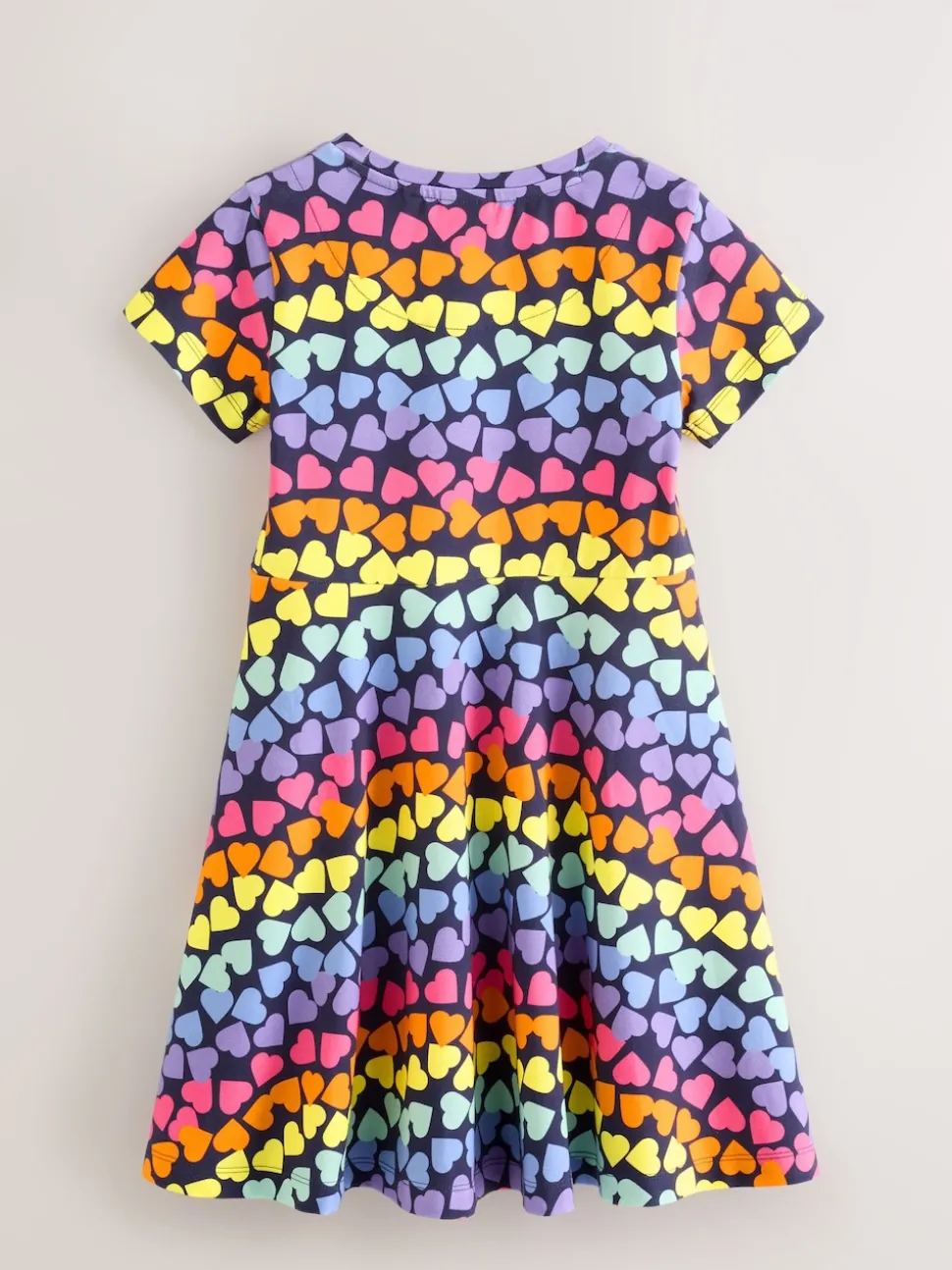 Little Bird by Jools Oliver Rainbow Hearts Short Sleeve Jersey Skater Dress