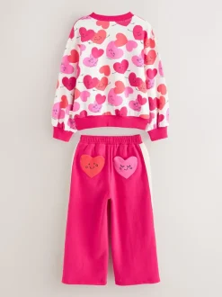 Little Bird by Jools Oliver Red/Pink Sweater and Joggers Set 2 Piece