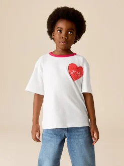 Little Bird by Jools Oliver White and Heart Print Jersey T-Shirt 2 Pack