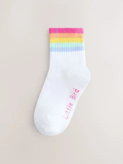 Little Bird by Jools Oliver White Pastel Rainbow Stripe Ankle Socks 3 Pack
