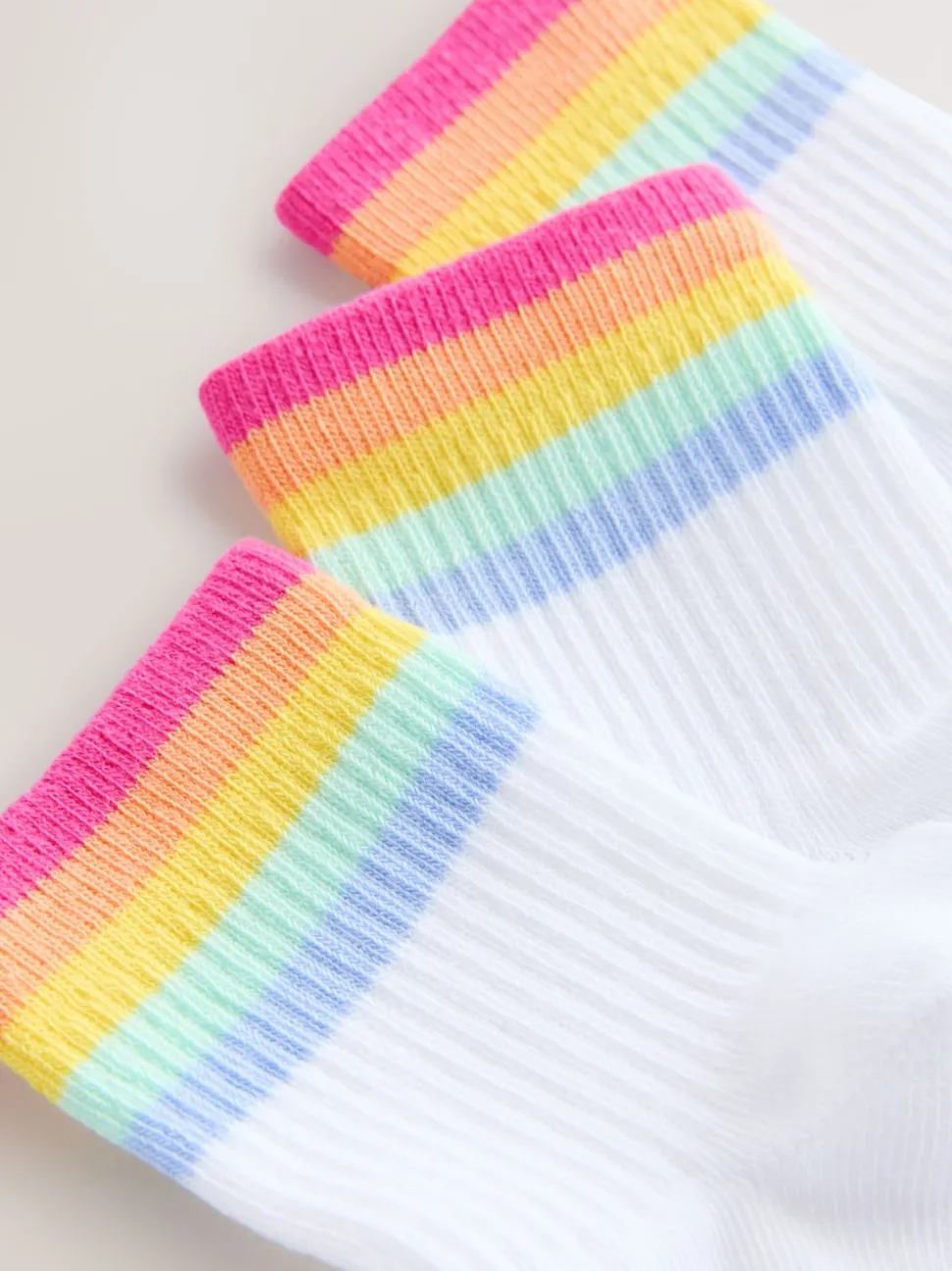 Little Bird by Jools Oliver White Pastel Rainbow Stripe Ankle Socks 3 Pack