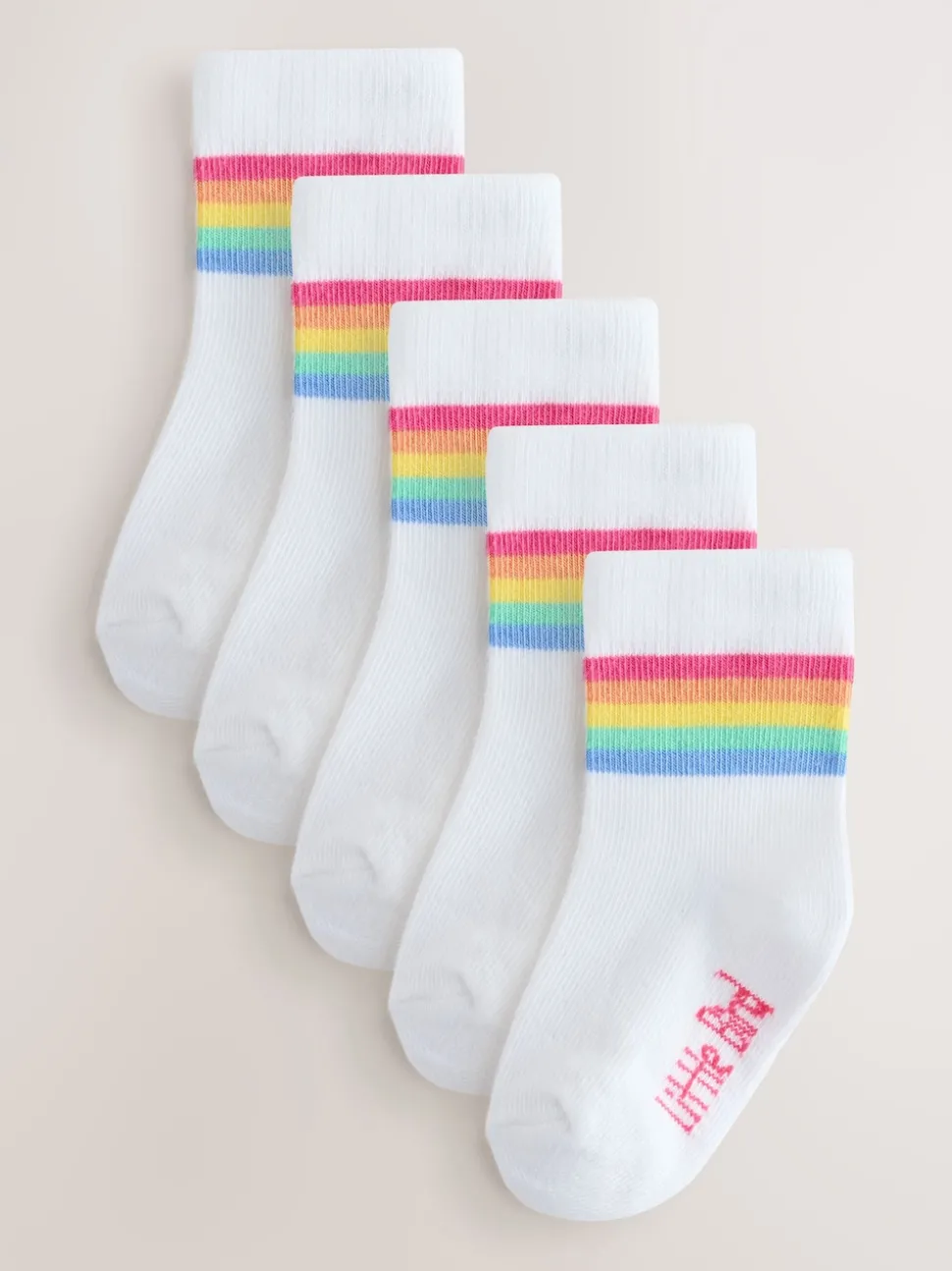 Little Bird by Jools Oliver White Pastel Rainbow Stripe Socks Baby 5 Pack