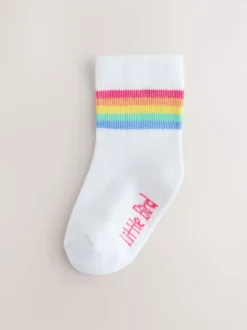Little Bird by Jools Oliver White Pastel Rainbow Stripe Socks Baby 5 Pack