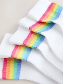 Little Bird by Jools Oliver White Pastel Rainbow Stripe Socks Baby 5 Pack