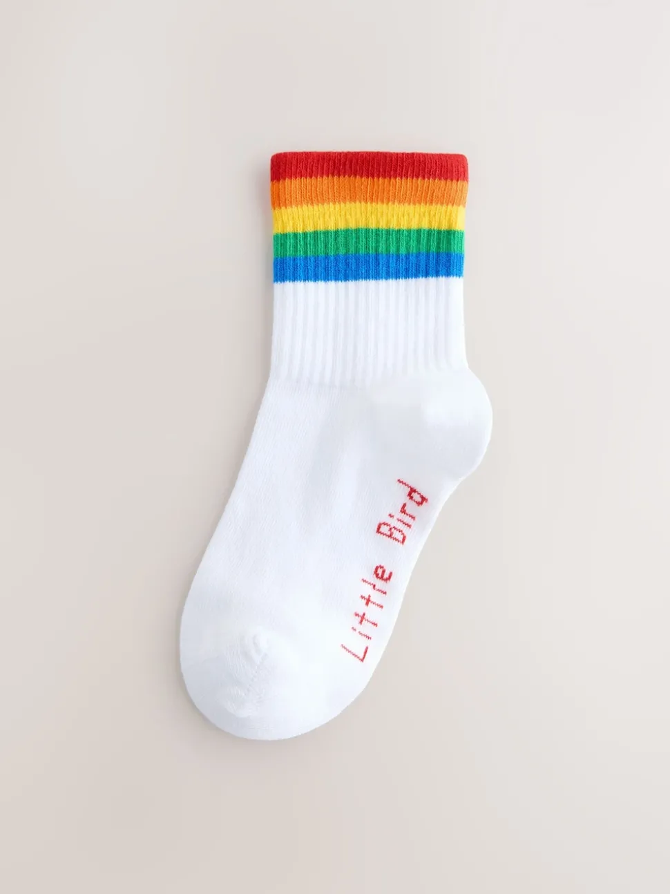 Little Bird by Jools Oliver White Bright Rainbow Stripe Ankle Socks 3 Pack