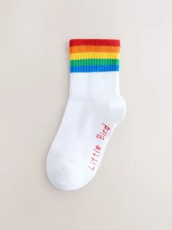Little Bird by Jools Oliver White Bright Rainbow Stripe Ankle Socks 3 Pack