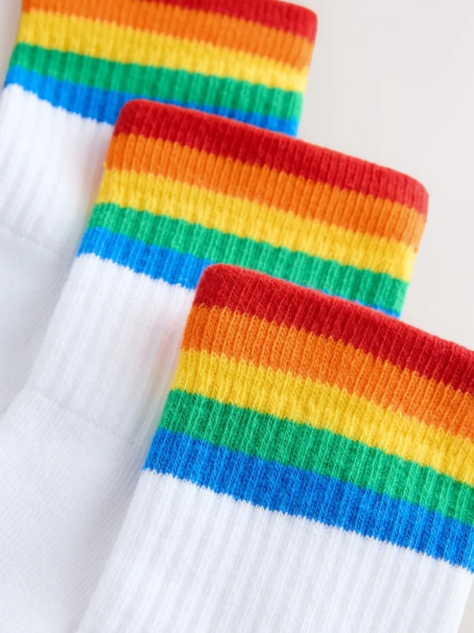 Little Bird by Jools Oliver White Bright Rainbow Stripe Ankle Socks 3 Pack