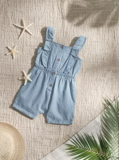 Mamas & Papas Blue Chambray 100% Cotton Playsuit