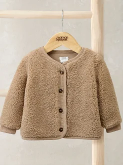 Mamas & Papas Brown Borg Jacket with Rib Cuffs