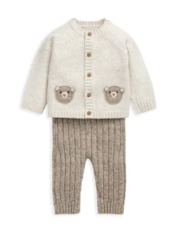 Mamas & Papas Brown Me and You Bear Cardigan & Leggings Knit Set