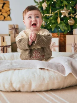 Mamas & Papas Brown My Little Pudding Christmas Jumper