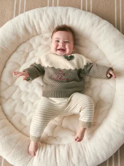 Mamas & Papas Brown My Little Pudding Christmas Jumper
