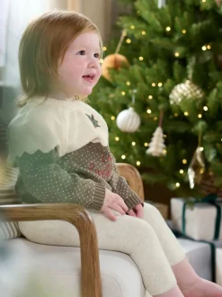 Mamas & Papas Brown My Little Pudding Christmas Jumper