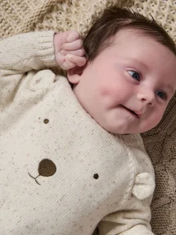 Mamas & Papas Brown 2 Piece 100% Cotton Bear Knit Set
