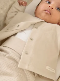 Mamas & Papas 100% Cotton Duckling Brown Jersey Jacket Bodysuit And Leggings Set