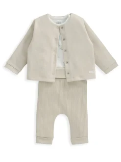 Mamas & Papas 100% Cotton Duckling Brown Jersey Jacket Bodysuit And Leggings Set