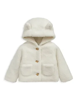 Mamas & Papas Cream Borg Jacket with 3D Bear Ears