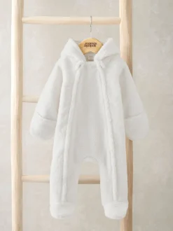 Mamas & Papas Cream Borg Pramsuit with 3D Bear Ears