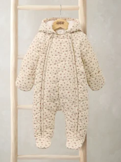Mamas & Papas Cream Ditsy Rose Quilted Pramsuit