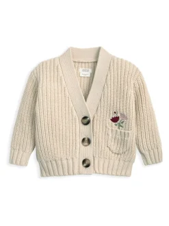 Mamas & Papas Cream Embroidered Knitted Cardigan