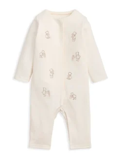 Mamas & Papas Cream Embroidered Teddy Bear Romper