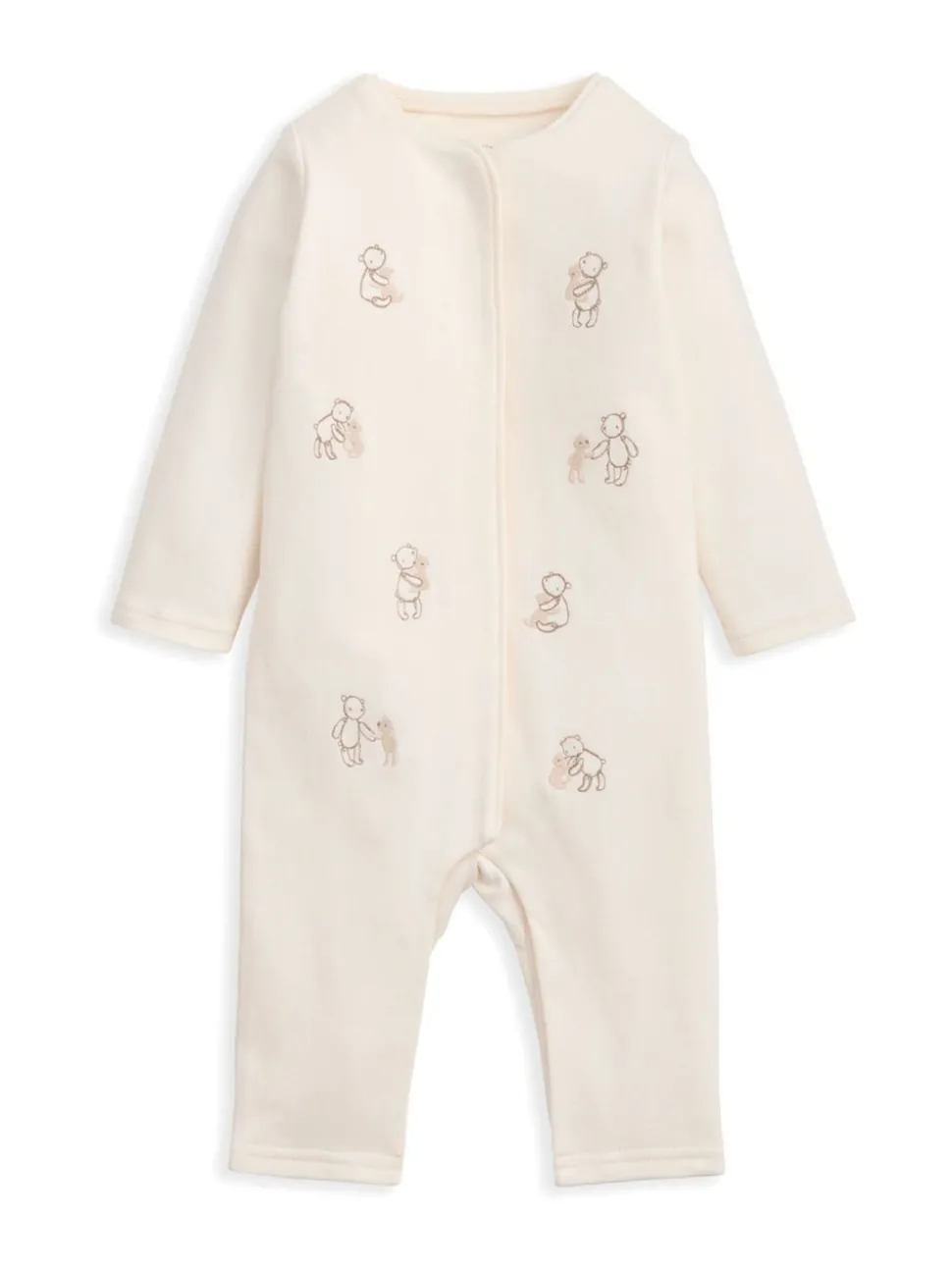 Mamas & Papas Cream Embroidered Teddy Bear Romper