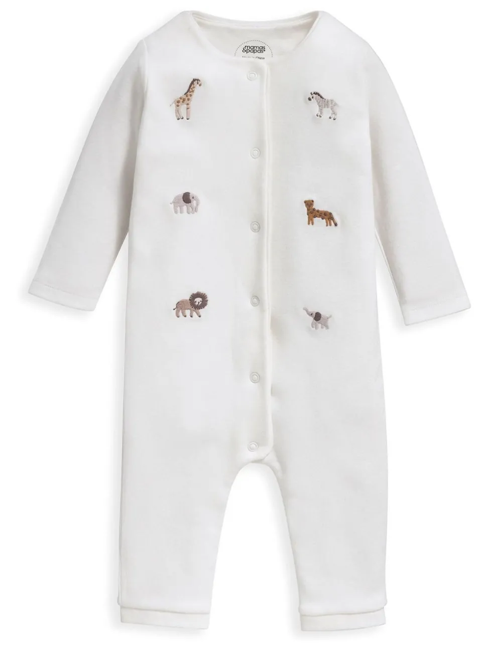 Mamas & Papas Cream Safari Embroidered 100% Cotton Romper