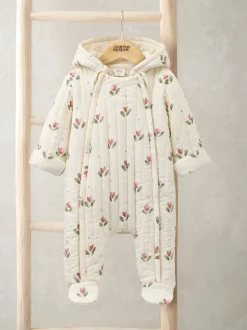 Mamas & Papas Cream Tulip Print Pramsuit