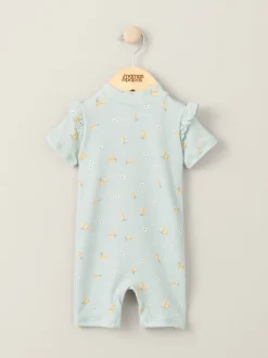 Mamas & Papas Green Lemon Print Textured Short Sleeve Rashsuit