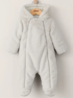 Mamas & Papas Grey Faux Fur Pramsuit