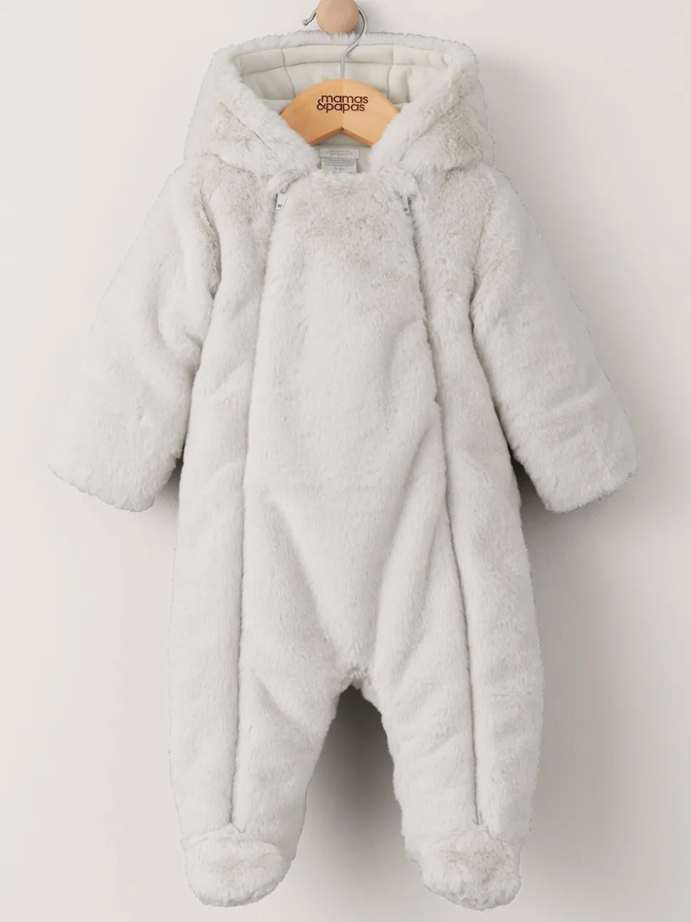Mamas & Papas Grey Faux Fur Pramsuit