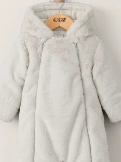 Mamas & Papas Grey Faux Fur Pramsuit