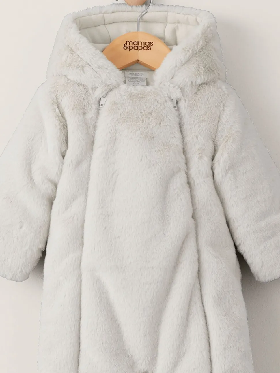 Mamas & Papas Grey Faux Fur Pramsuit