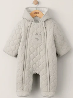 Mamas & Papas Natural Natural Quilted Bear 100% Cotton Jersey Pramsuit