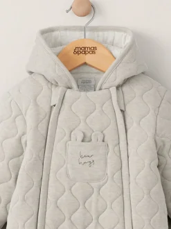 Mamas & Papas Natural Natural Quilted Bear 100% Cotton Jersey Pramsuit