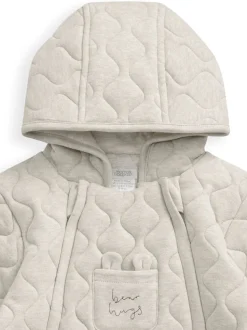 Mamas & Papas Natural Natural Quilted Bear 100% Cotton Jersey Pramsuit