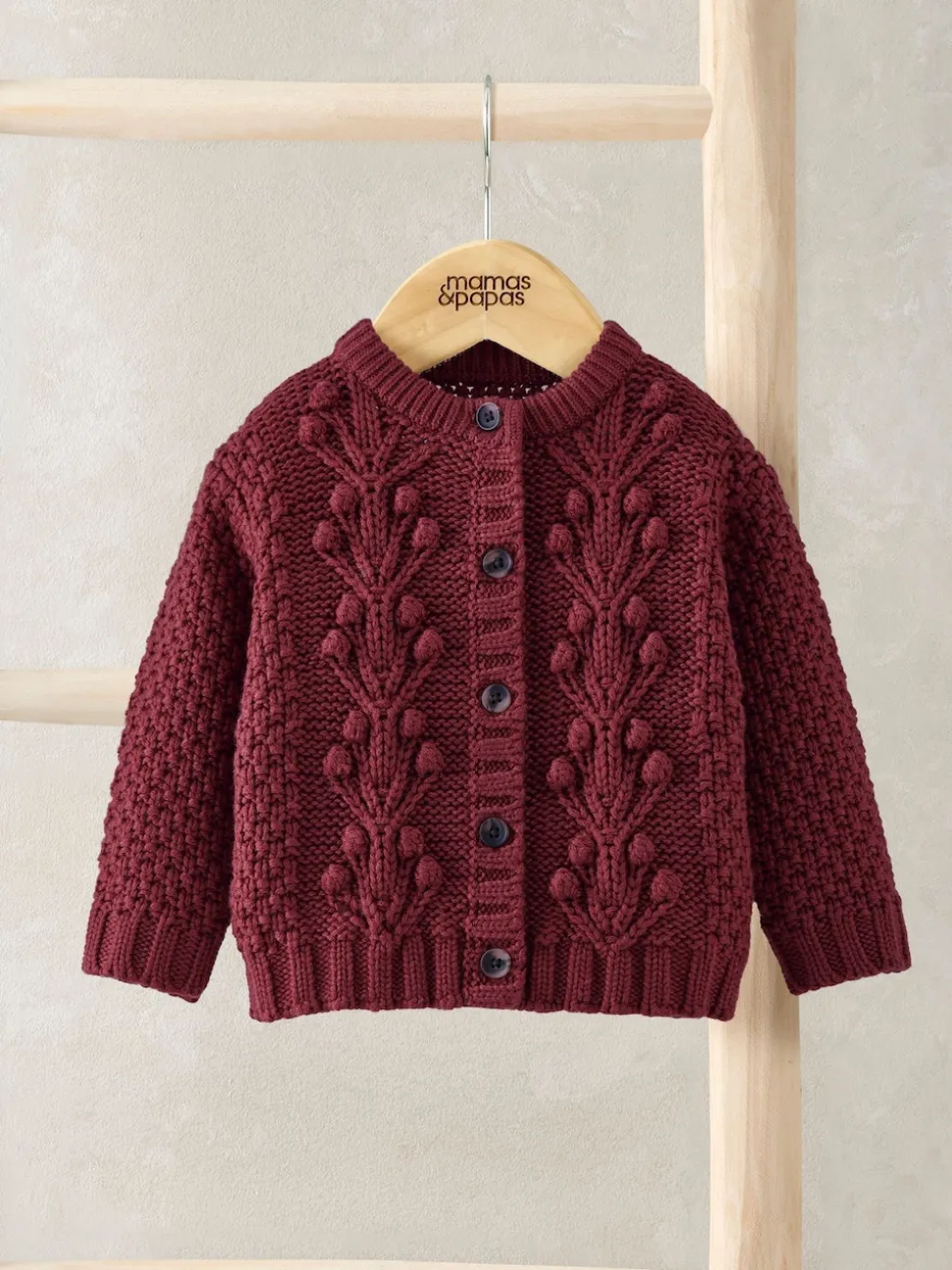 Mamas & Papas Pink Bobble Knit Cardigan