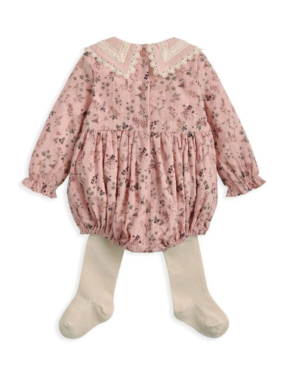 Mamas & Papas Pink Bramble Print Short Romper & Tights Set