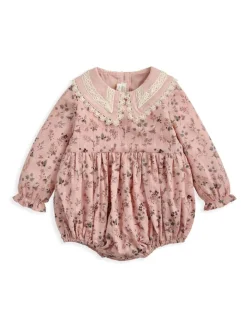 Mamas & Papas Pink Bramble Print Short Romper & Tights Set