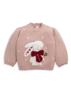 Mamas & Papas Pink Bunny Christmas Jumper