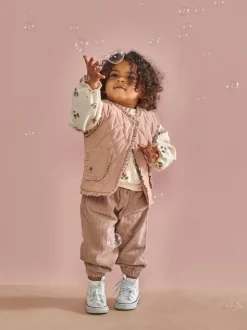 Mamas & Papas Pink Cord Quilted Gilet