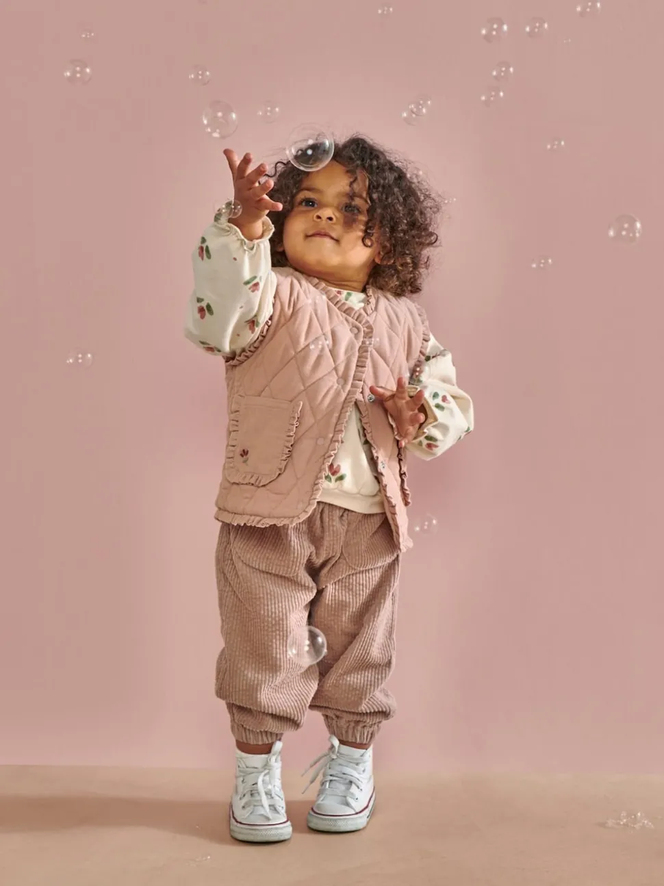 Mamas & Papas Pink Cord Quilted Gilet