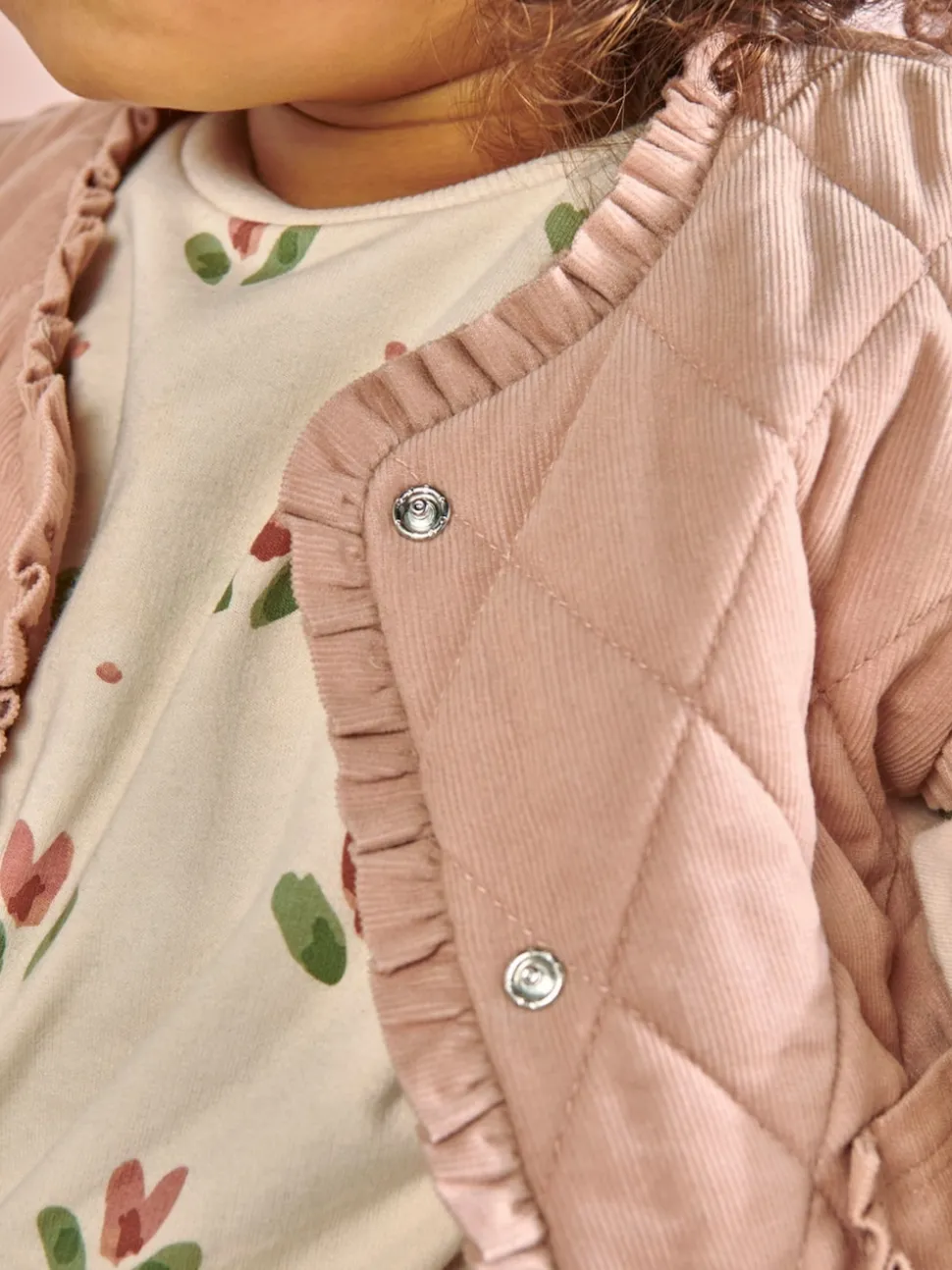 Mamas & Papas Pink Cord Quilted Gilet
