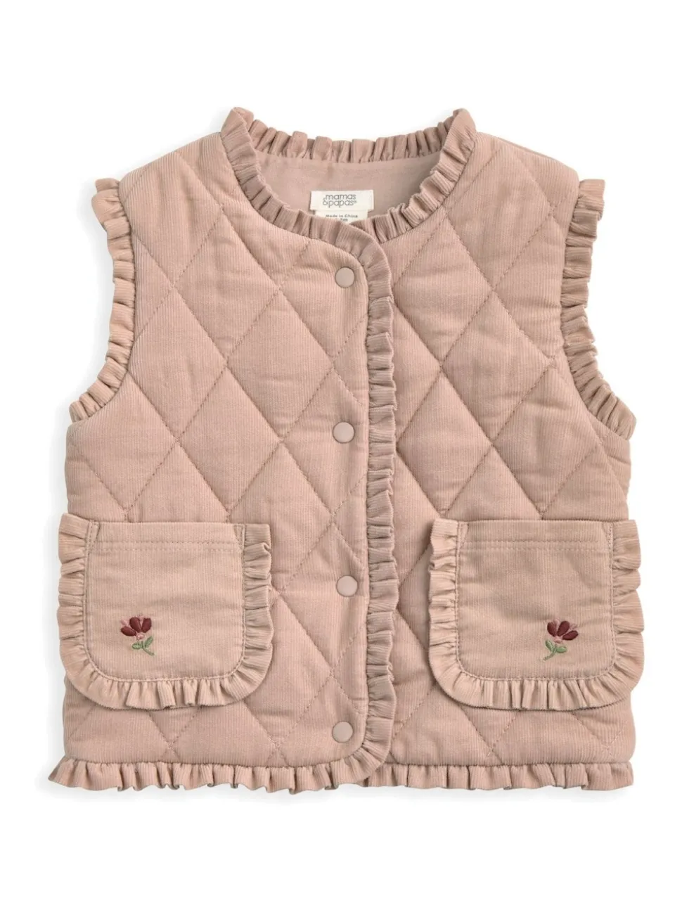 Mamas & Papas Pink Cord Quilted Gilet