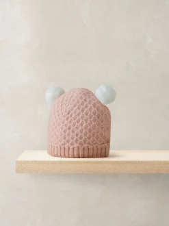 Mamas & Papas Pink Double Pom Pom Knitted Hat