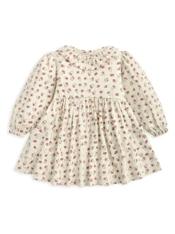 Mamas & Papas Pink Floral Frill Collar Dress & Embroidered Vest Set