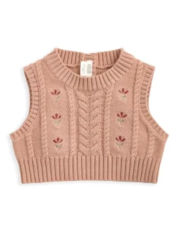 Mamas & Papas Pink Floral Frill Collar Dress & Embroidered Vest Set